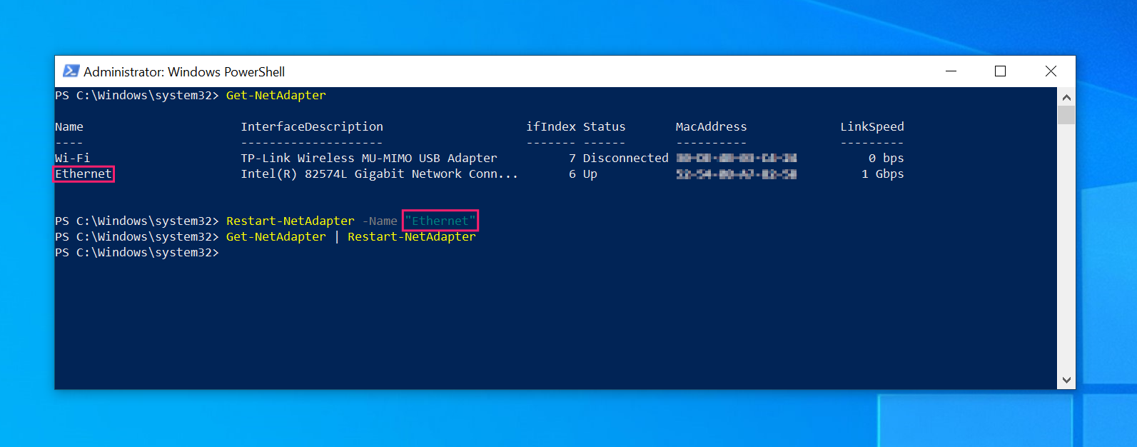 Restart network adapters through PowerShell Restart network adapters through PowerShell