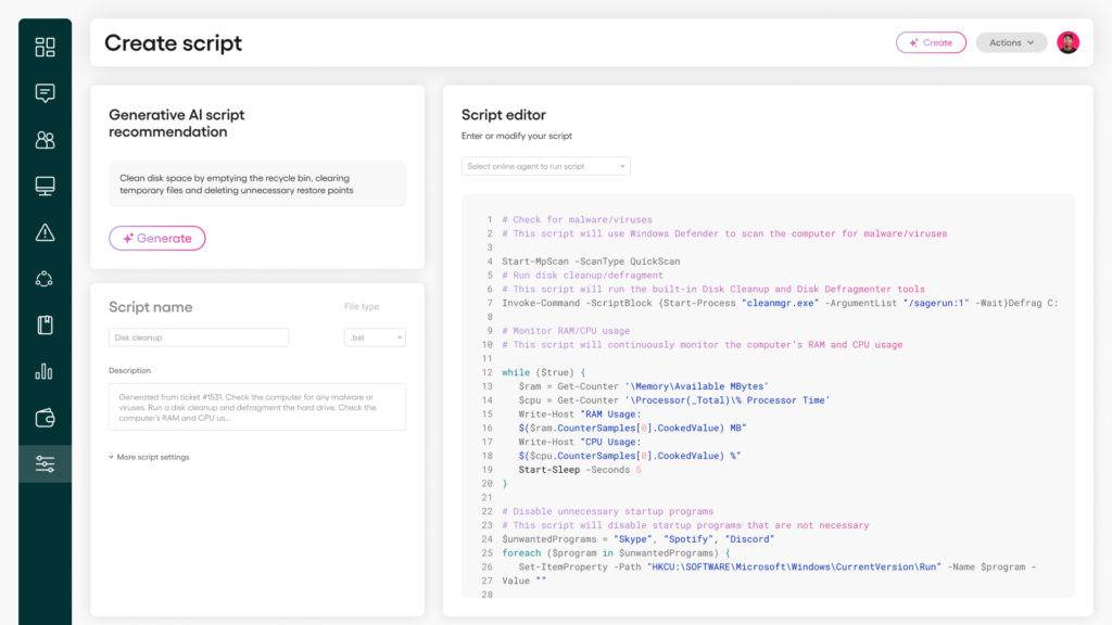 AI Copilot script generator