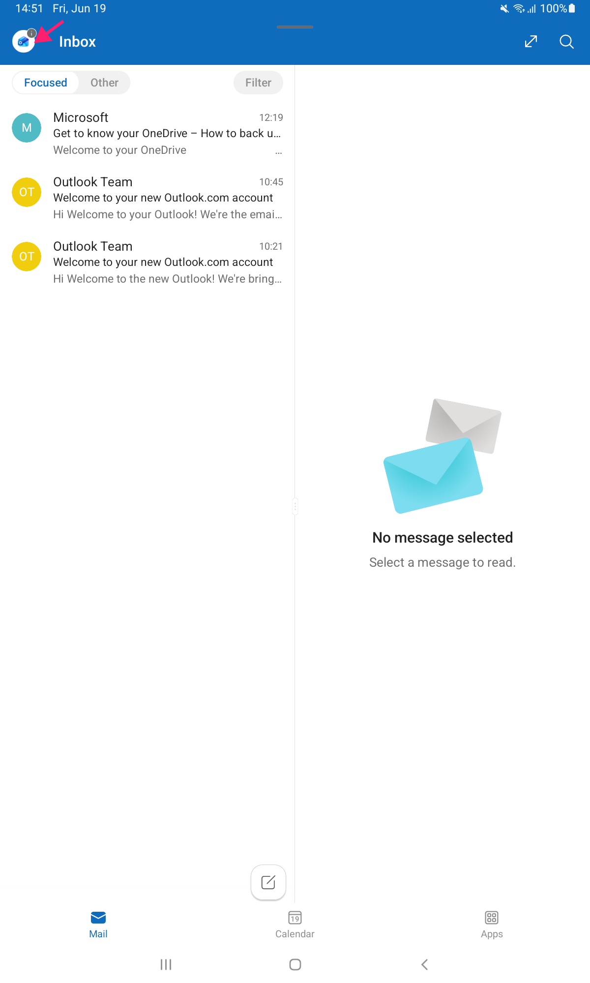 Settings in Outlook for Android