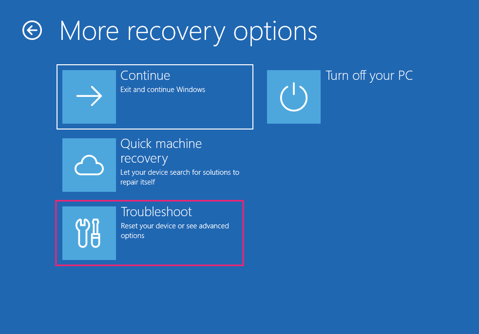 Troubleshoot in WinRE