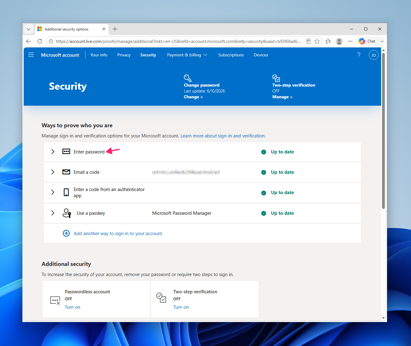 Windows account with password Windows account with password
