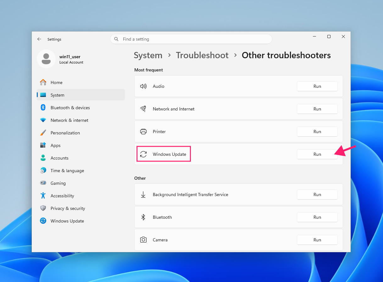 Windows update troubleshooter