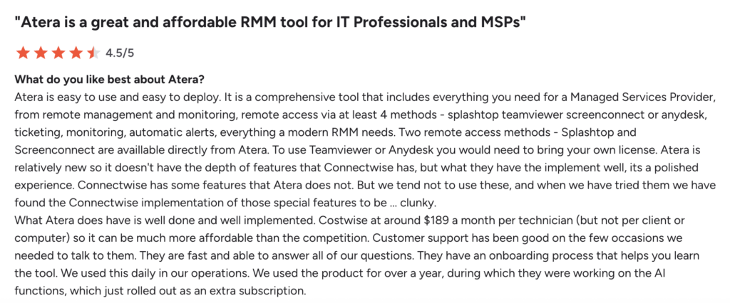 Sun K. comment on Atera