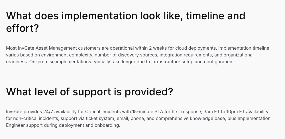 Invgate support availability