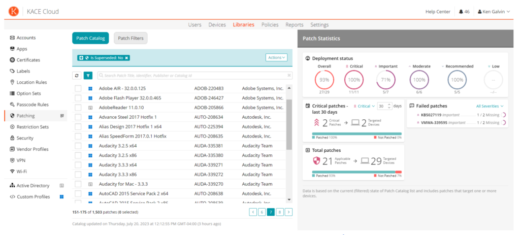 Quest KACE dashboard (via G2)