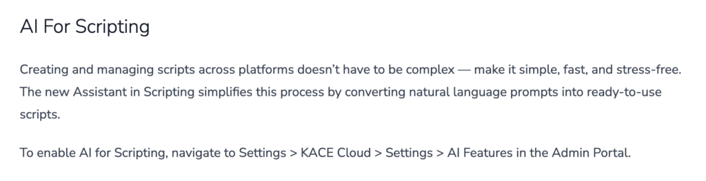 Quest KACE AI scripting