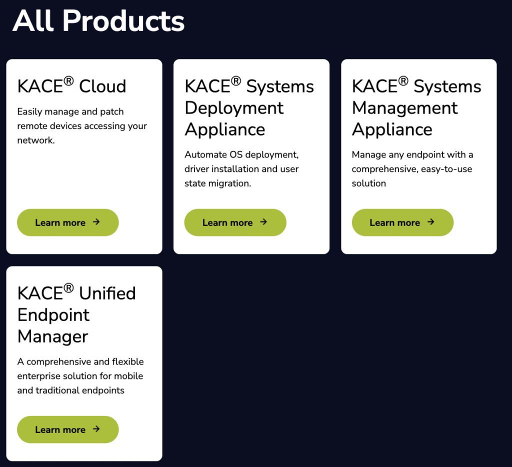 KACE suite of products