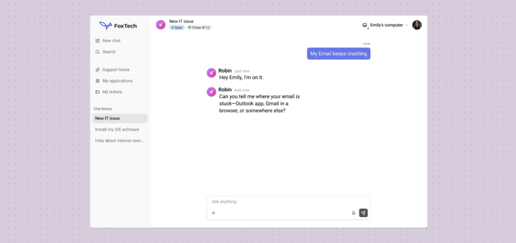 robin solving an end user issue