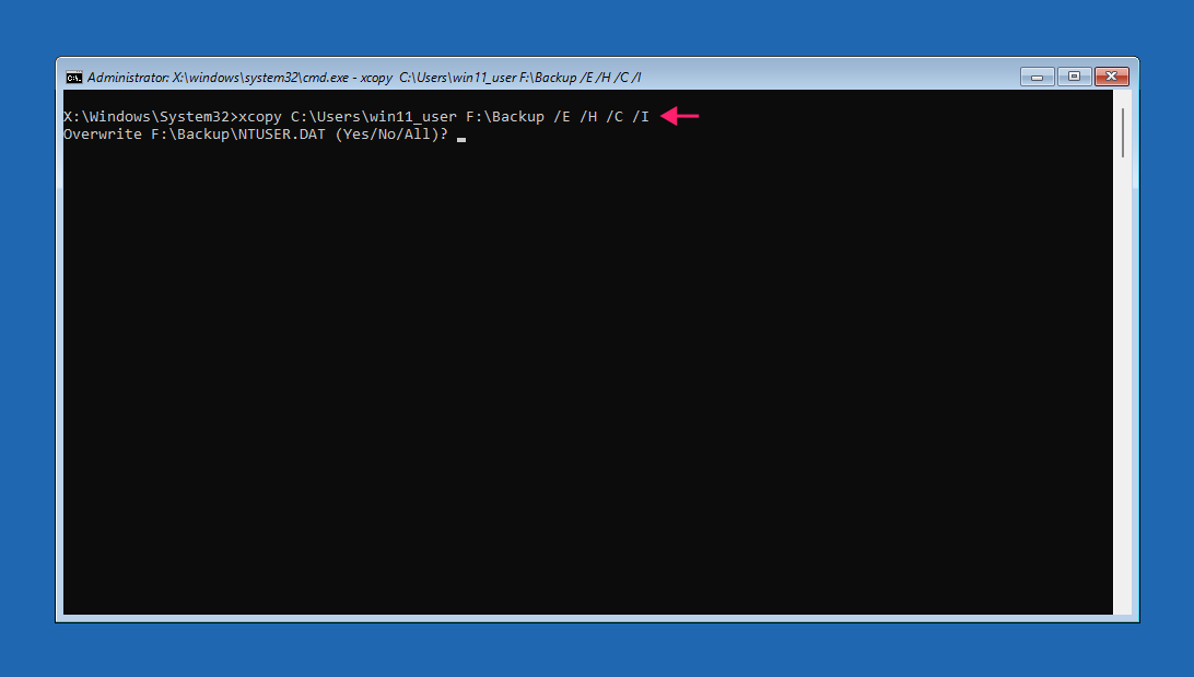 xcopy command in CMD