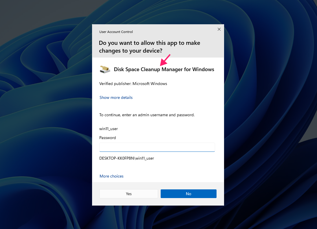 Accept UAC prompt for cleaning up system files Accept UAC prompt for cleaning up system files