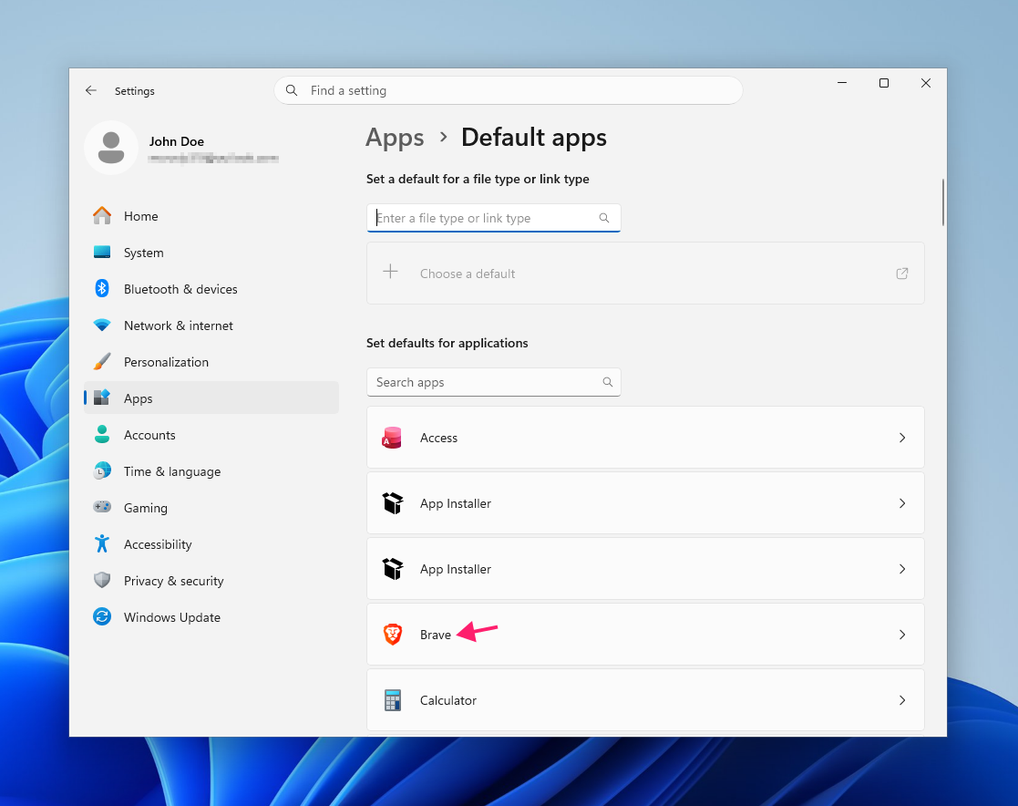Brave browser in app settings Brave browser in app settings