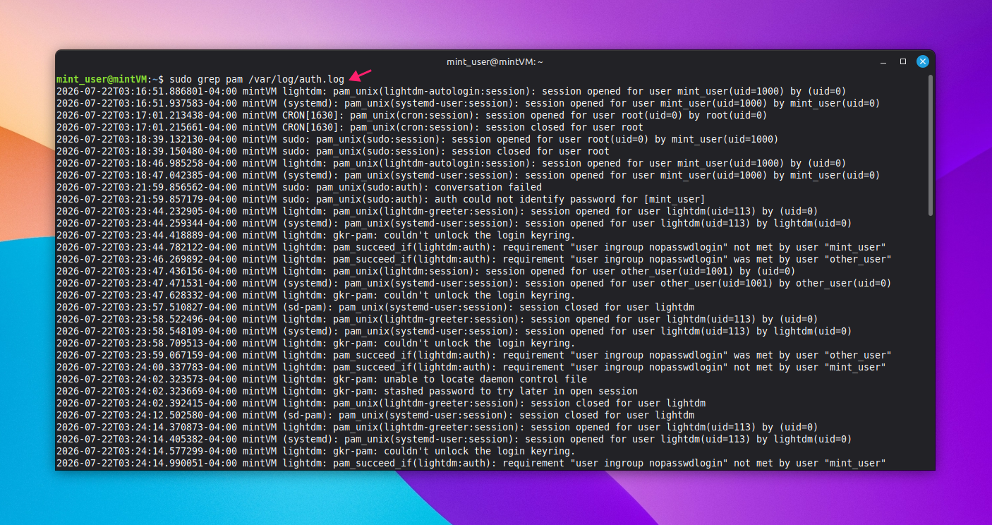 Check authentication logs