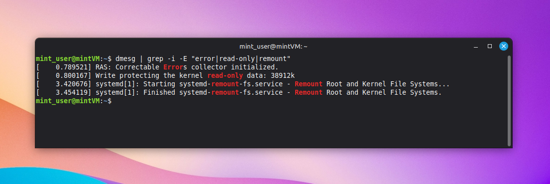 Check kernel logs