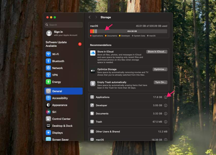 Color-coded storage bar