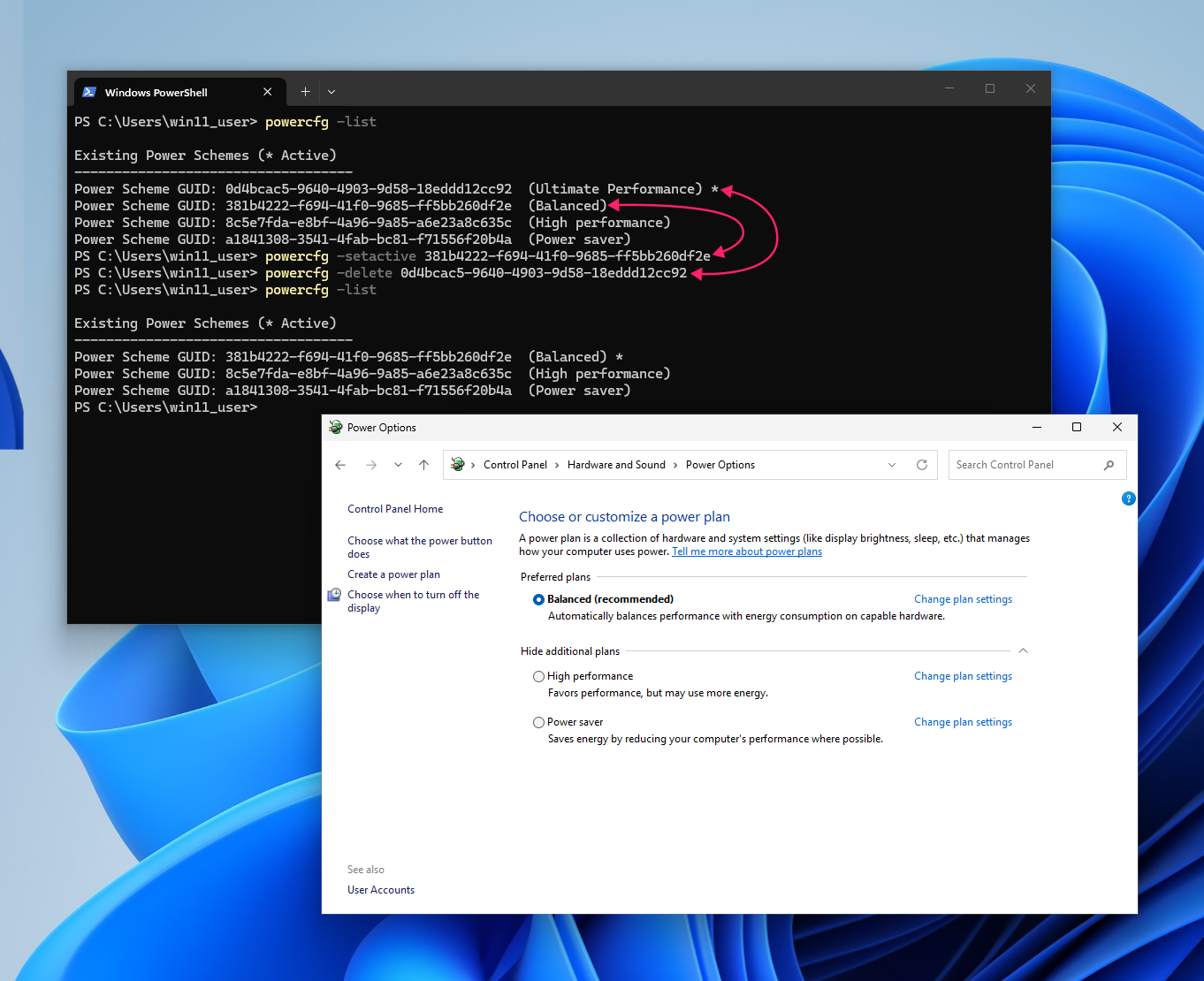 Command to disable Ultimate Performance Plan