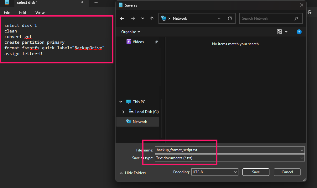 Create DiskPart script file Create DiskPart script file