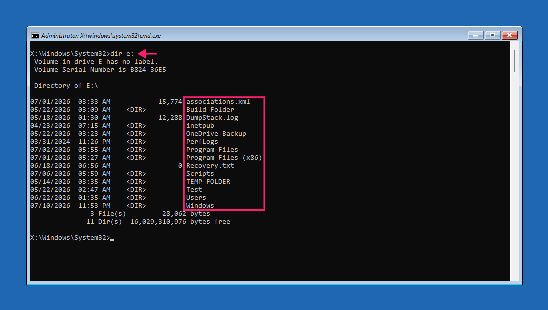 Directory command in CMD Directory command in CMD