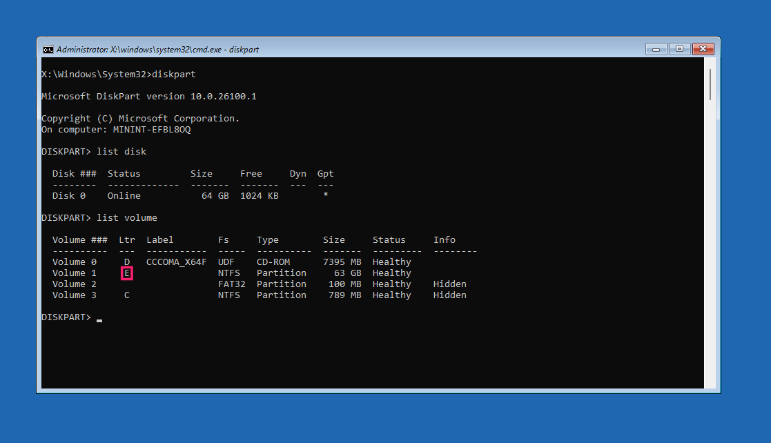 Diskpart command in CMD Diskpart command in CMD