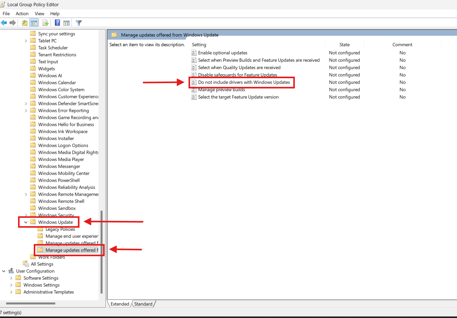 Do not include drivers with Windows Updates policy Do not include drivers with Windows Updates policy