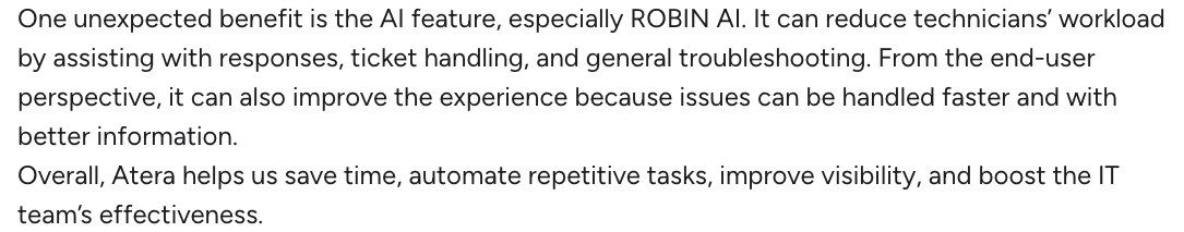 Emil C. wrote about Robin’s benefits for technicians and end-users