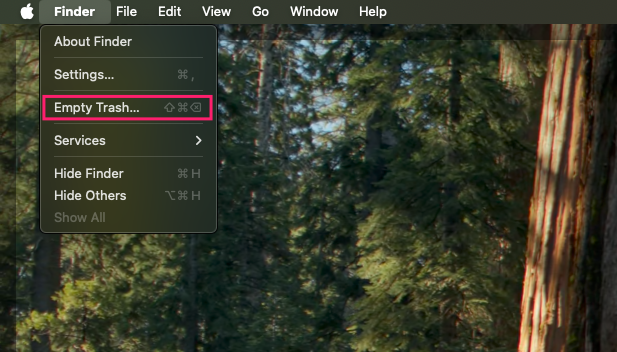 Empty Trash button in Finder