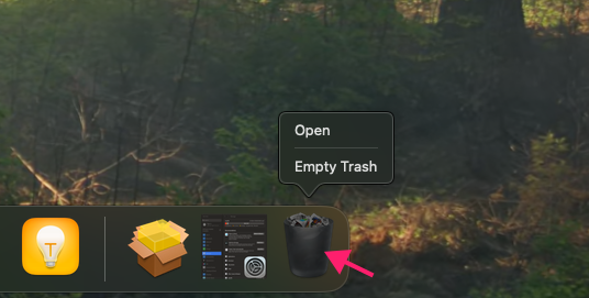 Empty trash from dock