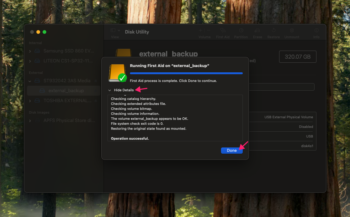 Finish First Aid on macOS Finish First Aid on macOS