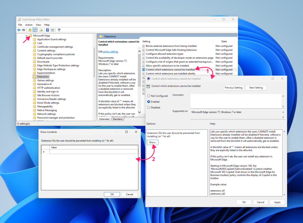 GPO for Microsoft Edge extensions