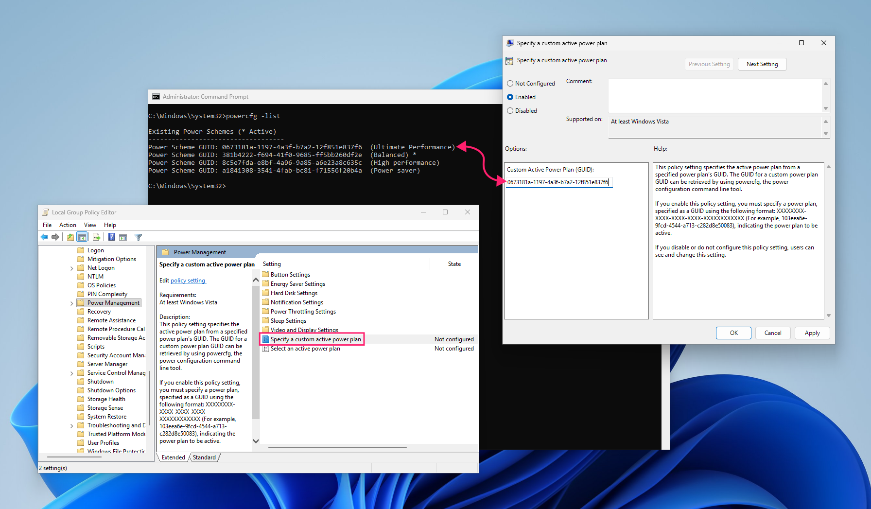 GPO to enable Ultimate Performance Power Plan script