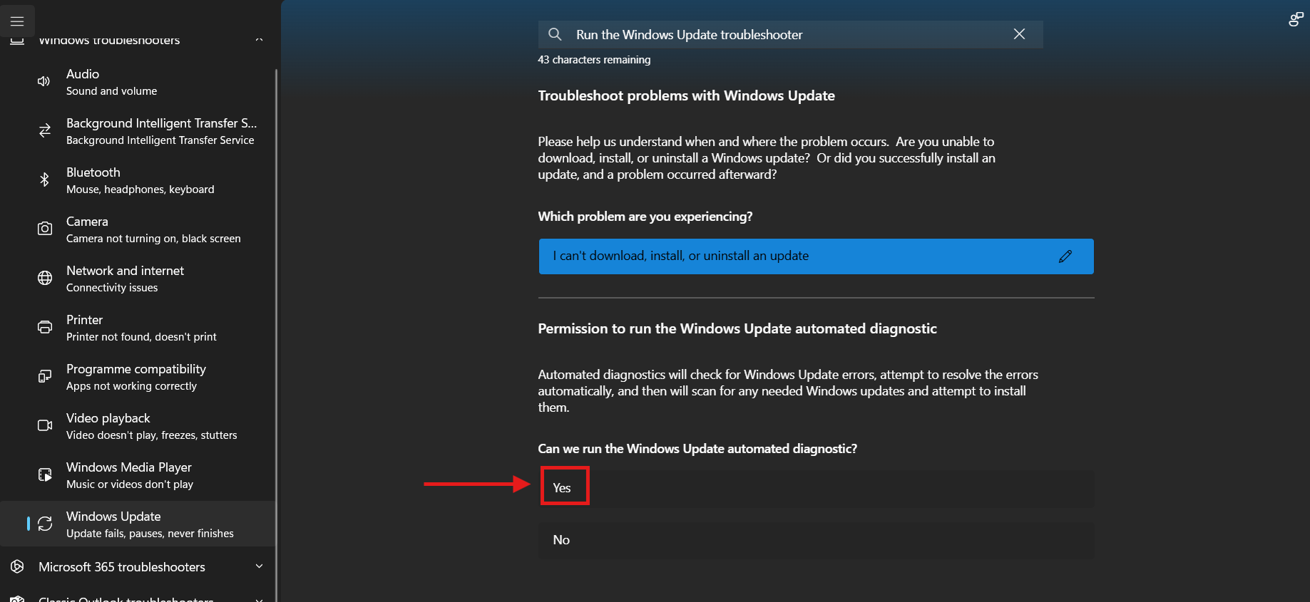Give permission to run Windows Update troubleshooter Give permission to run Windows Update troubleshooter