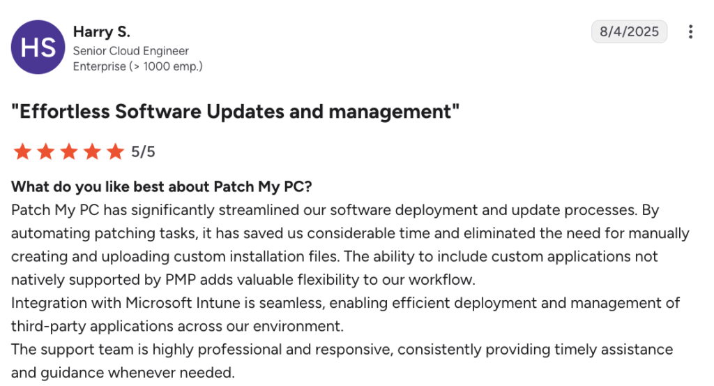 Harry S. comment on Patch My PC
