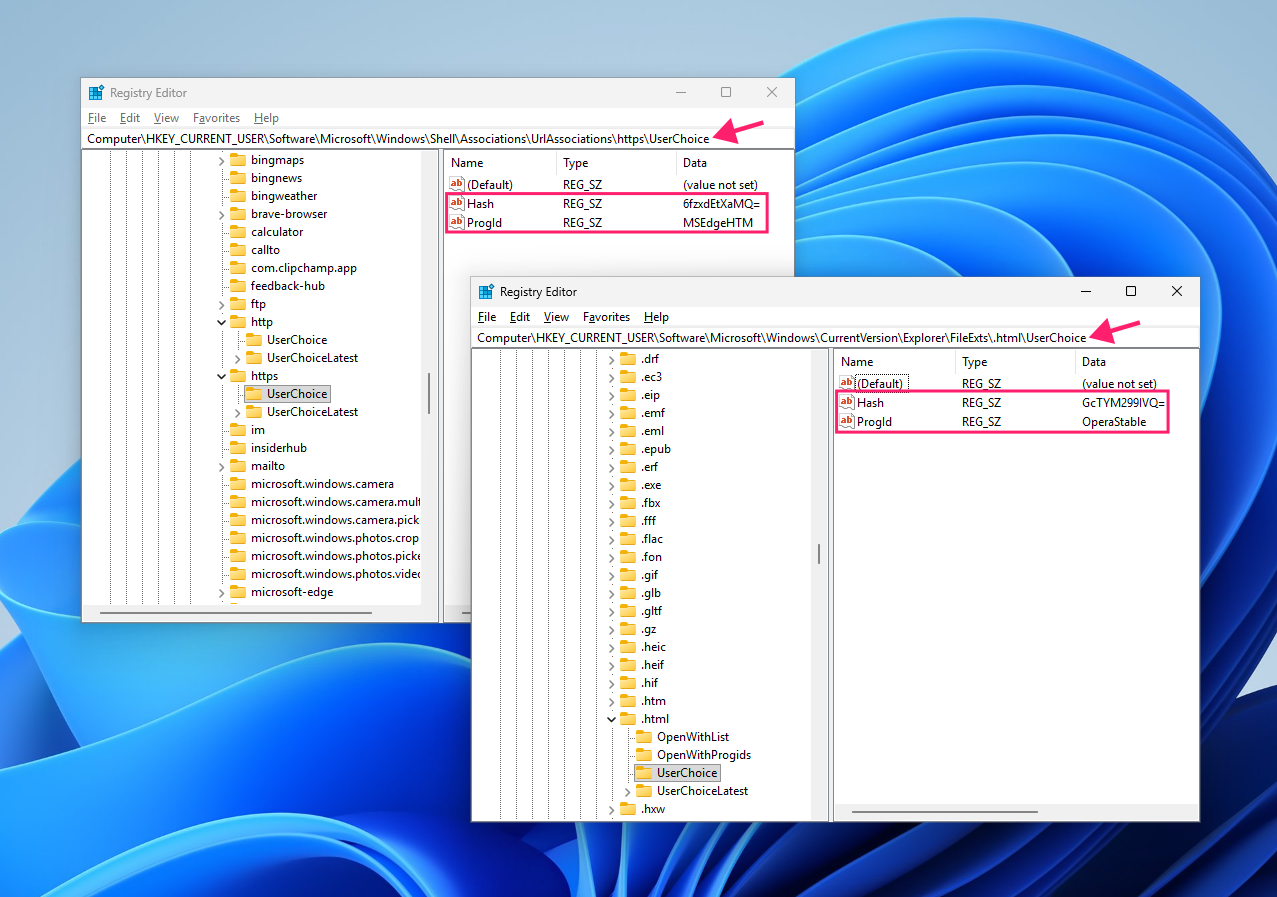 Hash value in registry Hash value in registry