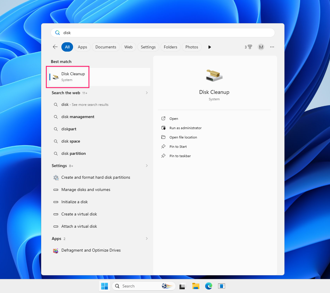 Open Disk Cleanup Open Disk Cleanup