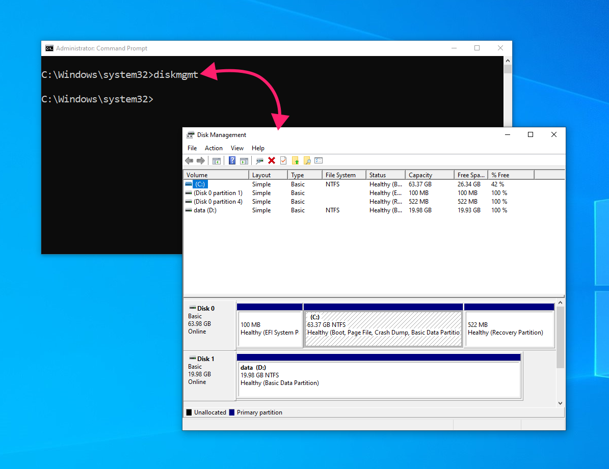 Open Disk Management from Command Prompt Open Disk Management from Command Prompt