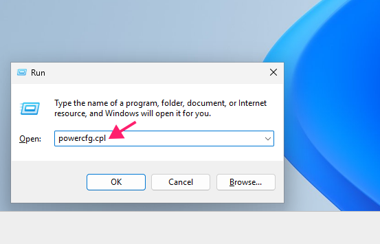 Open Power Options through Run dialog