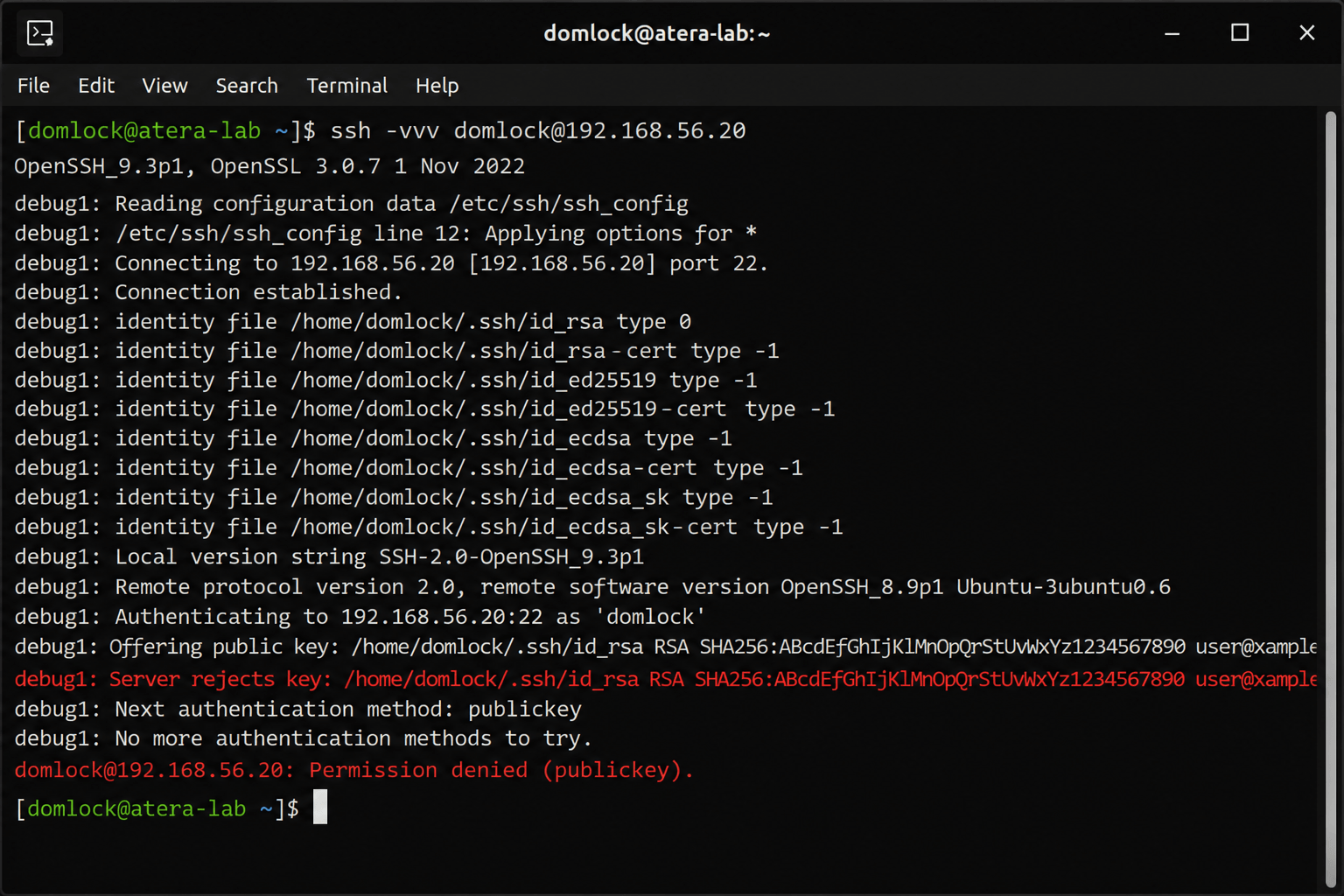 Permission denied with ssh -vvv Permission denied with ssh -vvv