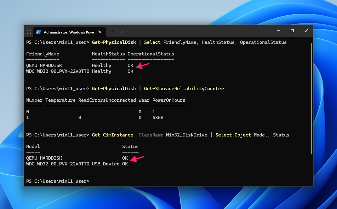PowerShell command for checking harddrive health PowerShell command for checking harddrive health