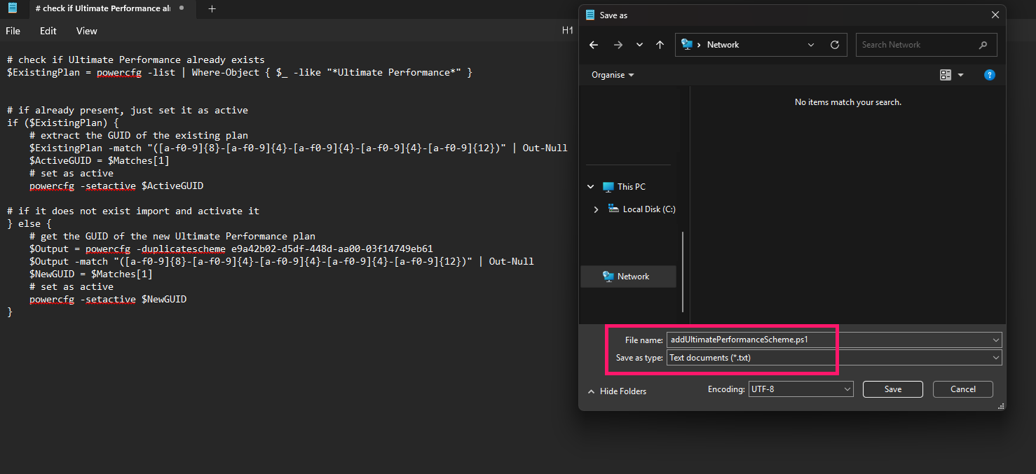 PowerShell script to enable Ultimate Performance