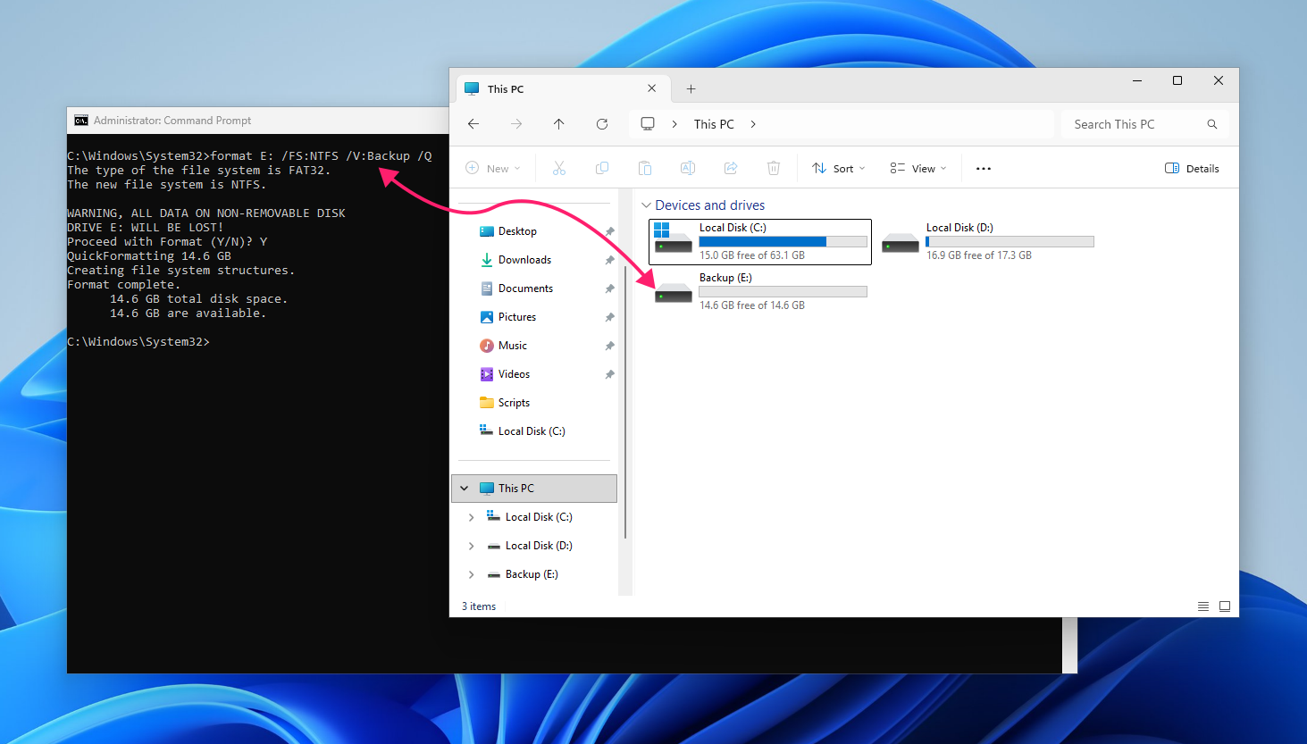 Quick format command in CMD Quick format command in CMD