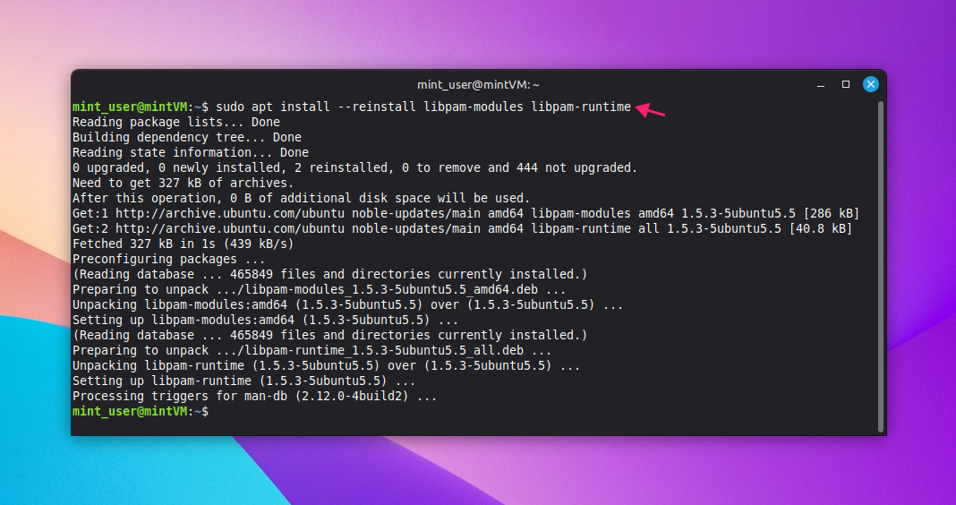 Reinstall PAM packages