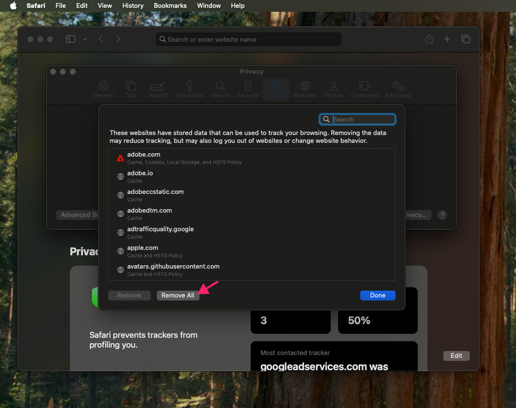 Remove all cached data and cookies from Safari