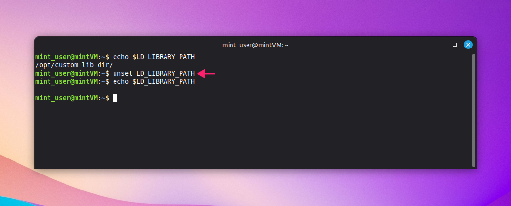 Remove variable from library path Remove variable from library path