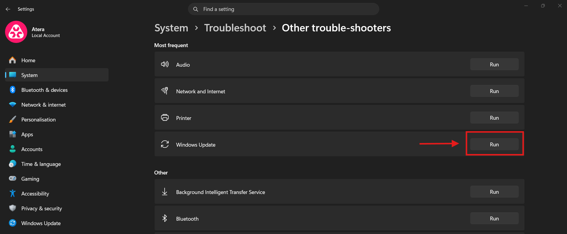 Run Windows Update troubleshooter Run Windows Update troubleshooter