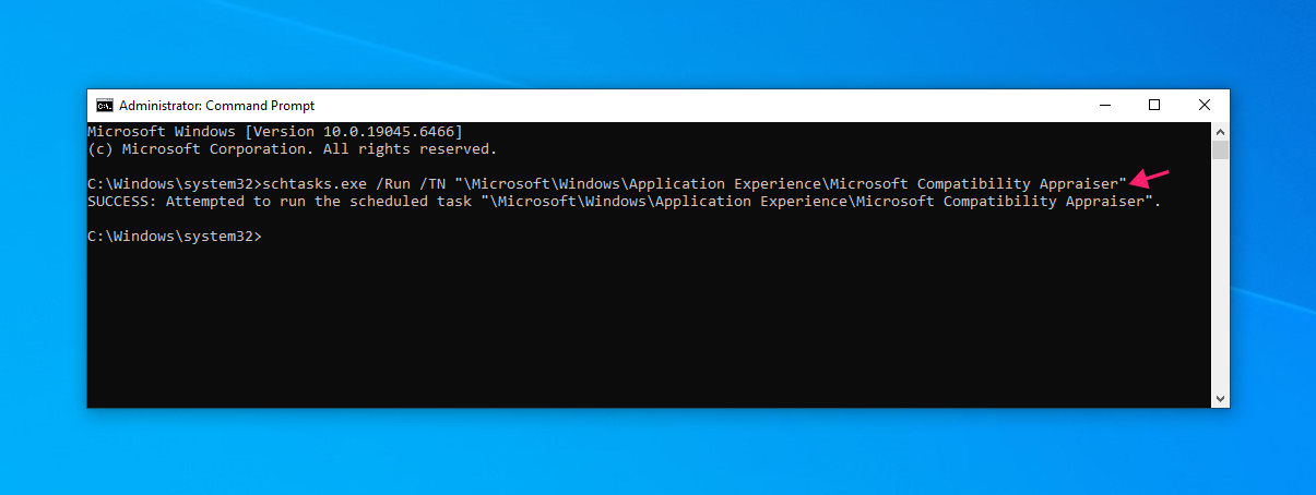 Run compatibility appraiser task from Command Prompt Run compatibility appraiser task from Command Prompt