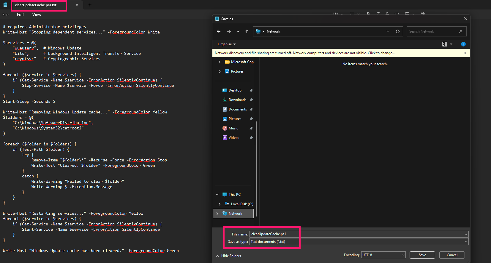 Save PowerShell script Save PowerShell script