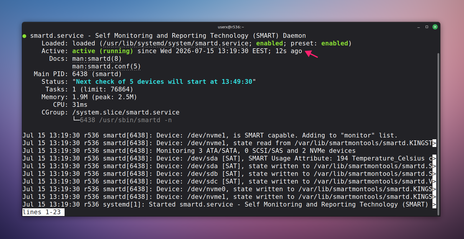 Self harddrive monitoring on Linux Self harddrive monitoring on Linux