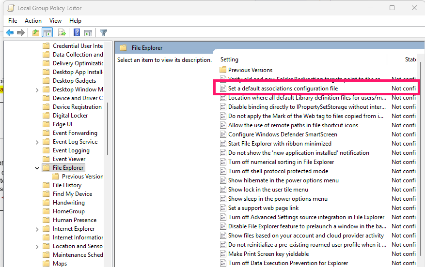 Set a default associations configuration file Set a default associations configuration file