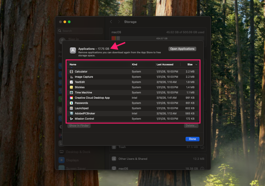Specific application data