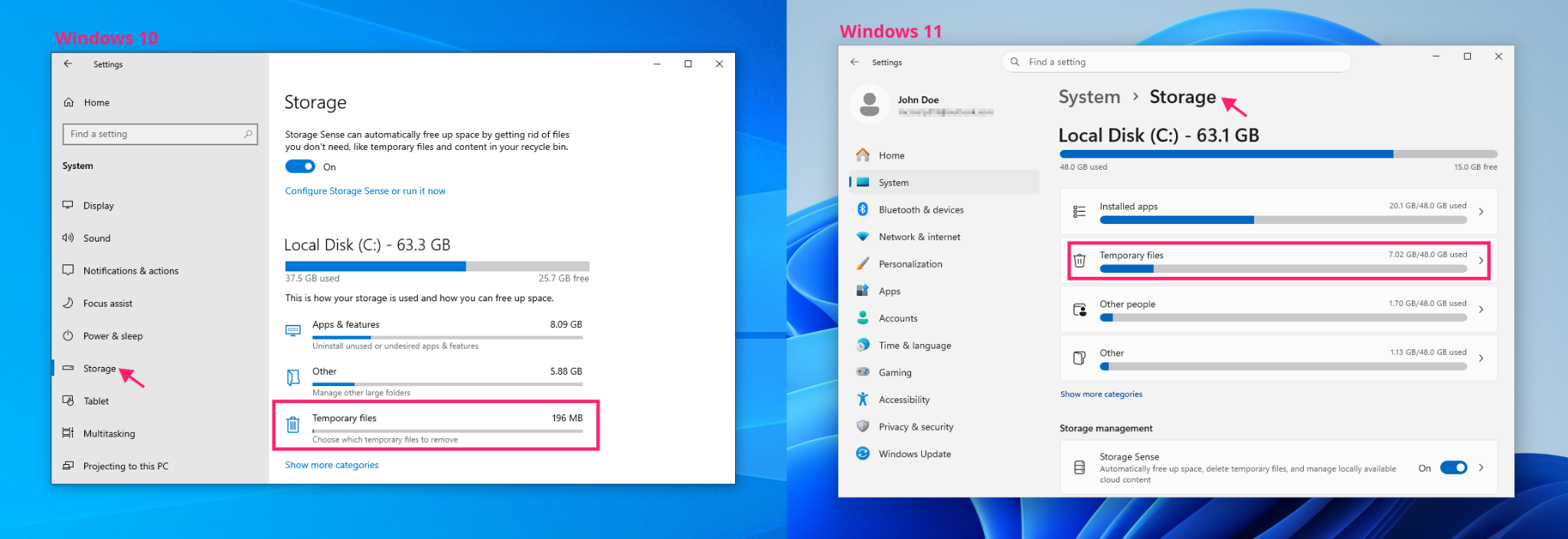 Temporary files in Windows Update settings Temporary files in Windows Update settings
