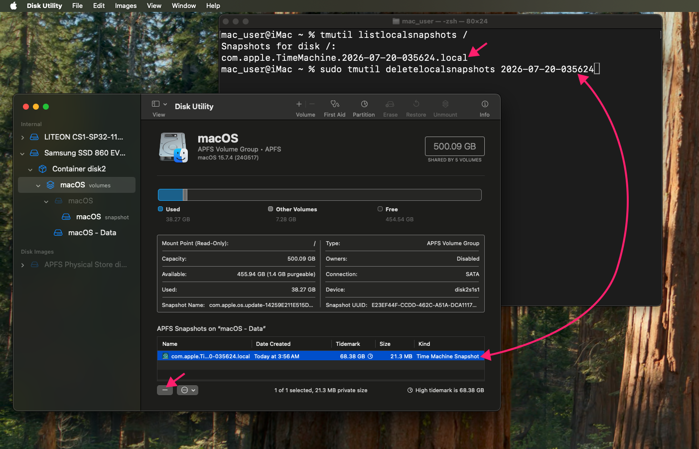 Terminal command to clear Time Machine snapshots